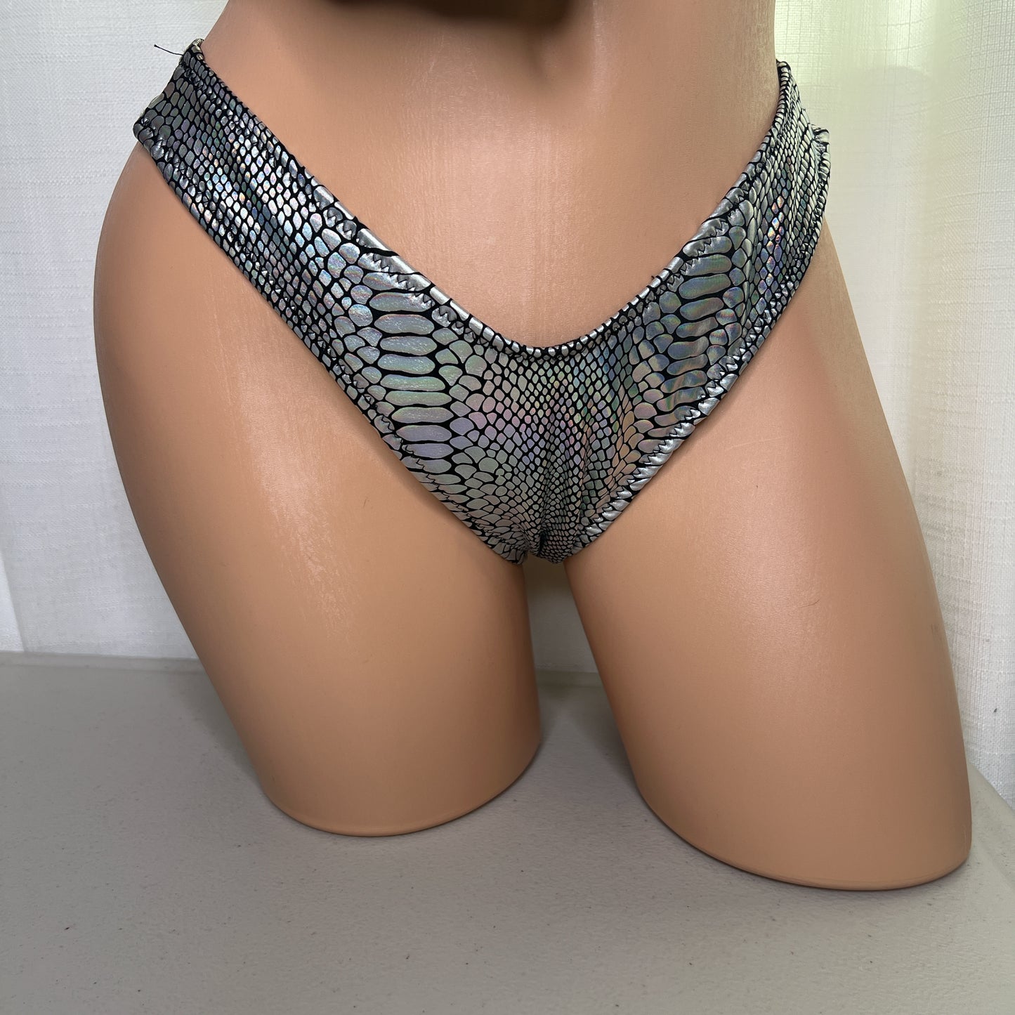 Silver Snake Skin Print Rave Corset Set