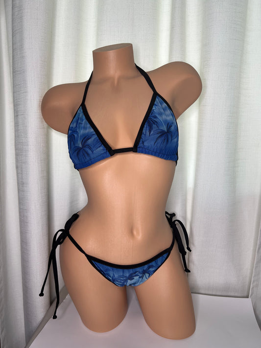 Blue Palm Trees Bikini Set