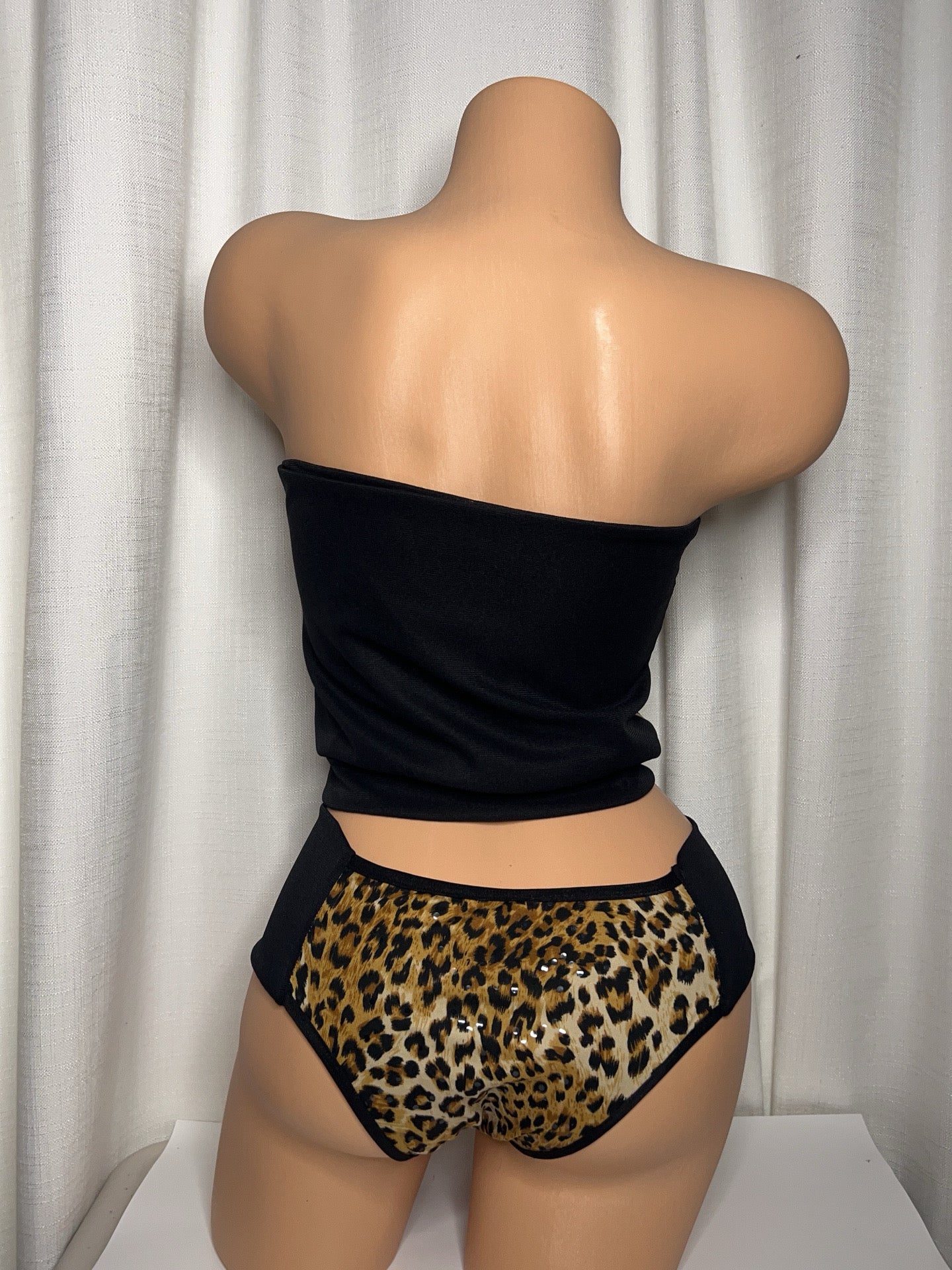 Leopard Print Strapless Two Piece tankini Set