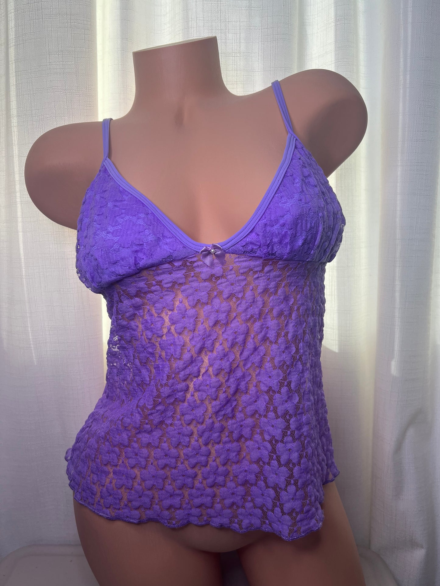 Purple Delicate Floral Lingerie Top