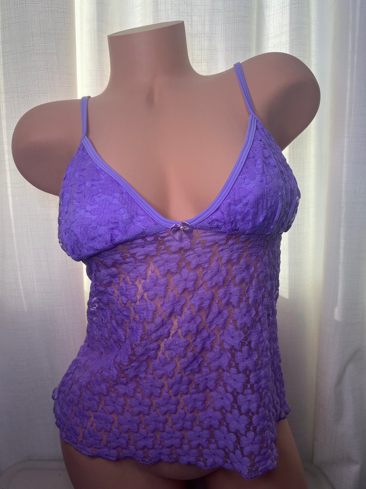 Purple Delicate Floral Lingerie Top