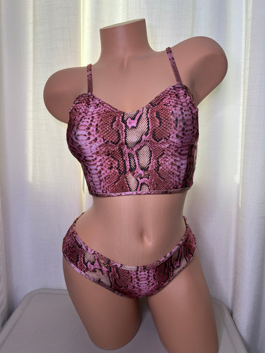 Snake Print Corset Swim Wear Set