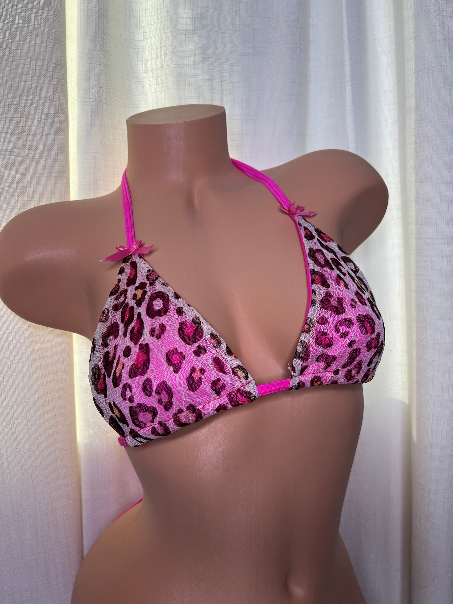 Pink Diva Leopard Print Bikini Top