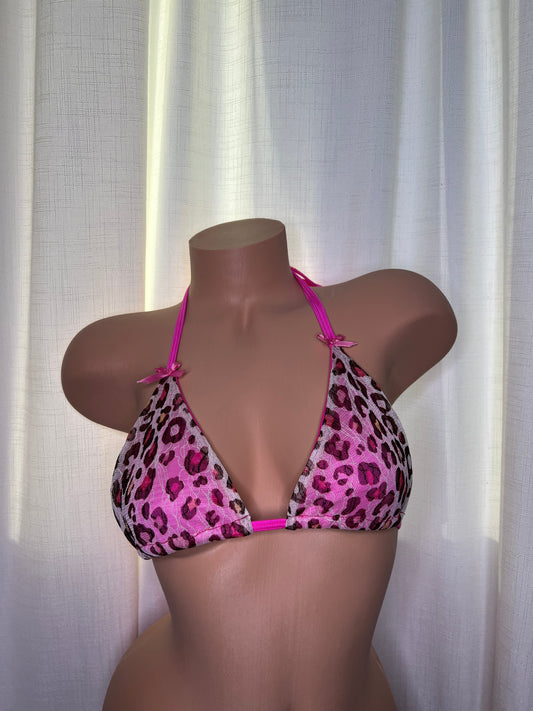 Pink Diva Leopard Print Bikini Top