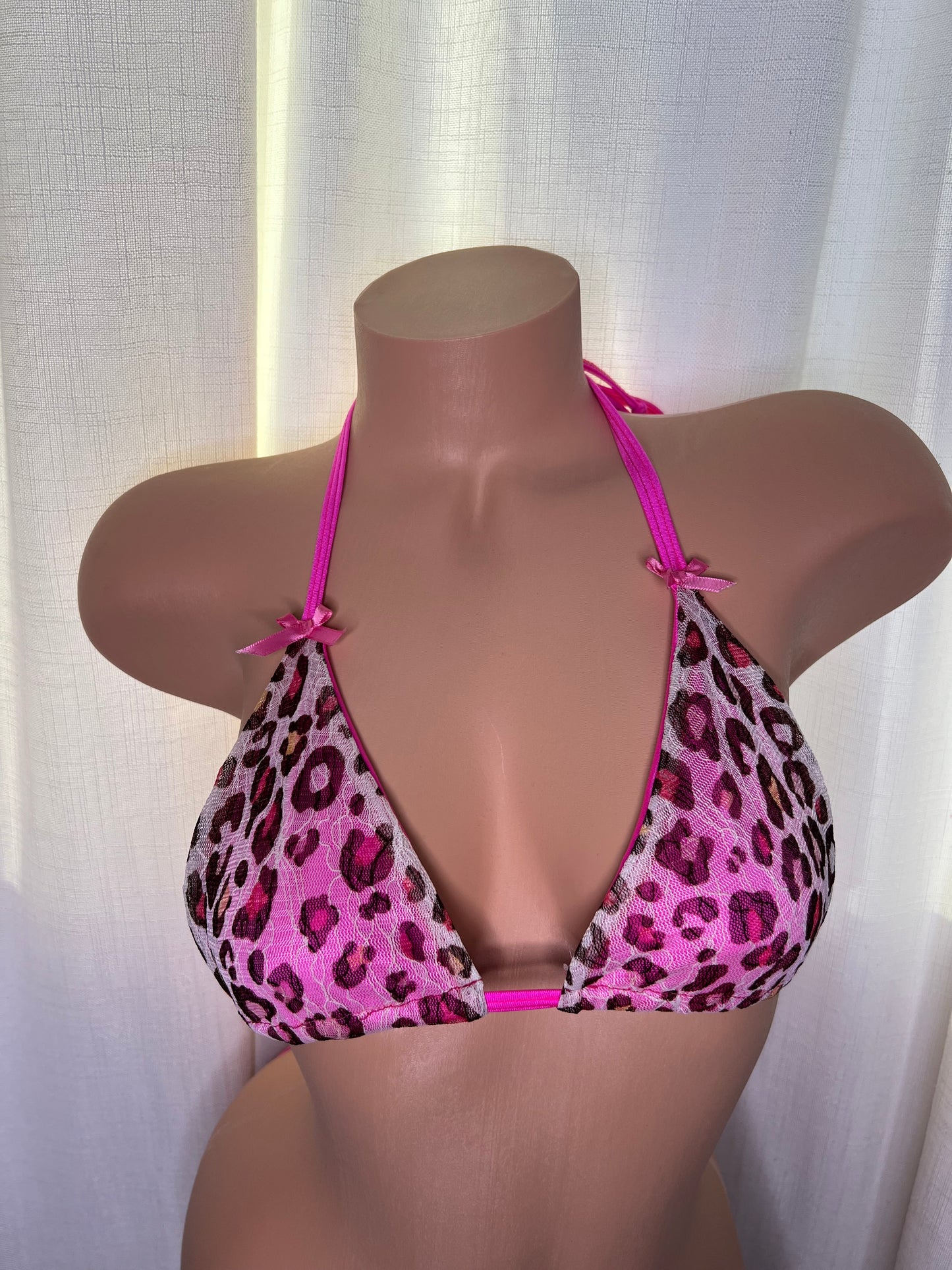 Pink Diva Leopard Print Bikini Top