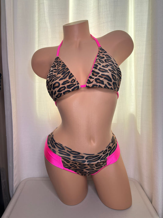 Pink Leopard Print Swim Shorts