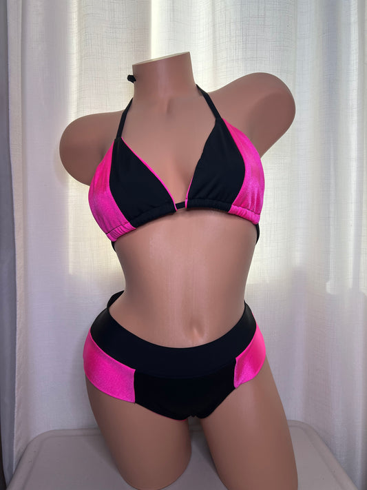 Pink and Black Swim Shorts- low rise