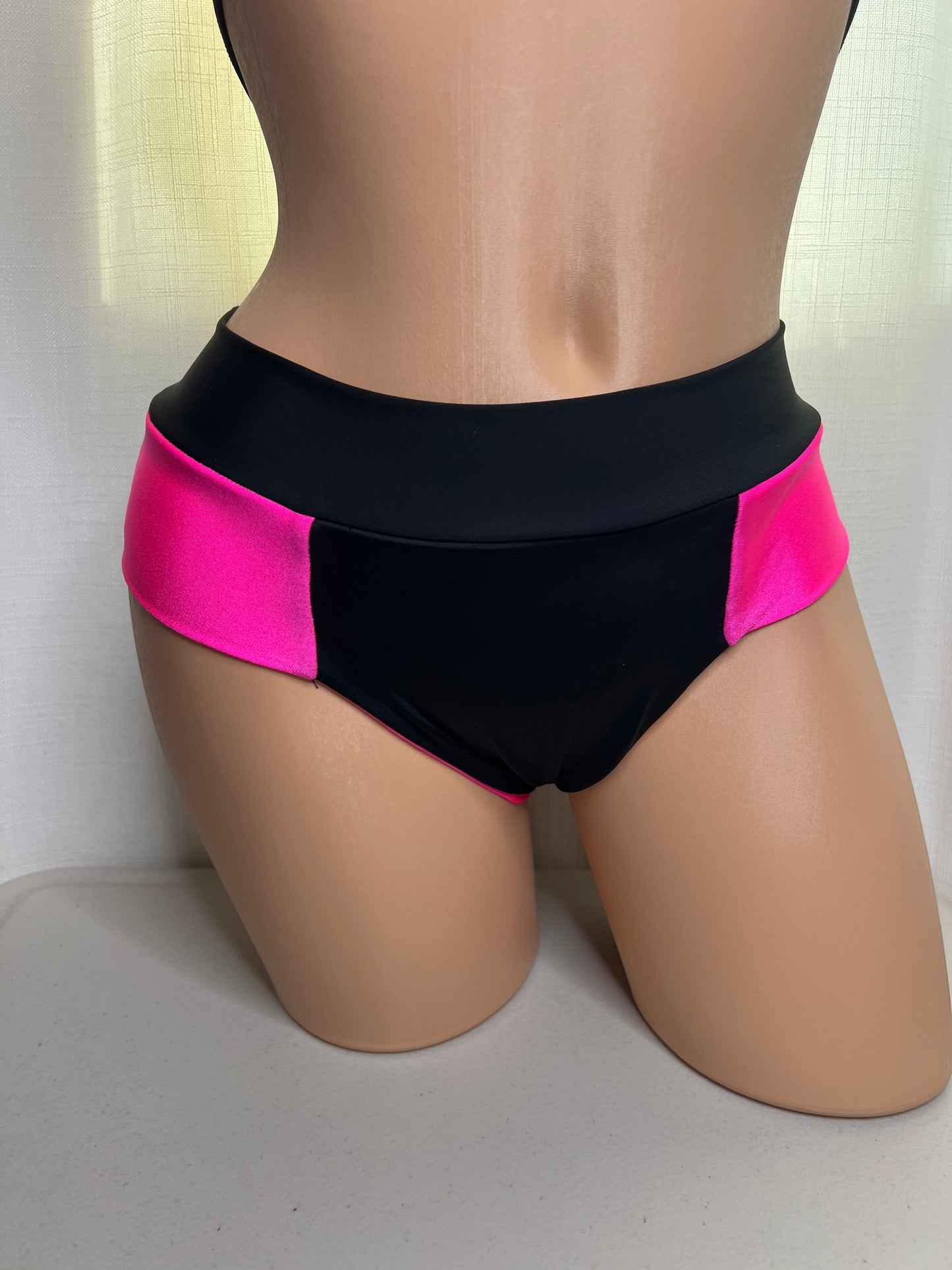 Pink and Black Swim Shorts- low rise